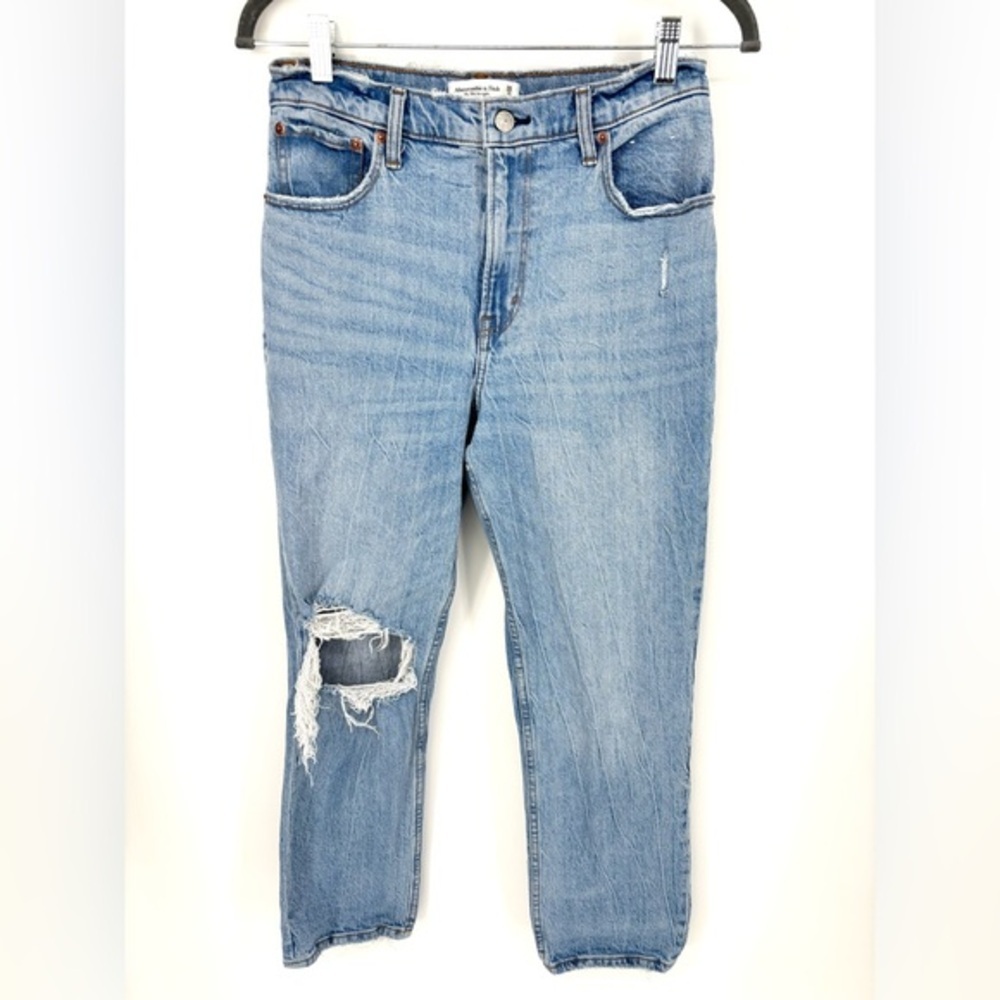 Abercrombie & Fitch Light Blue High Rise Distressed Jeans